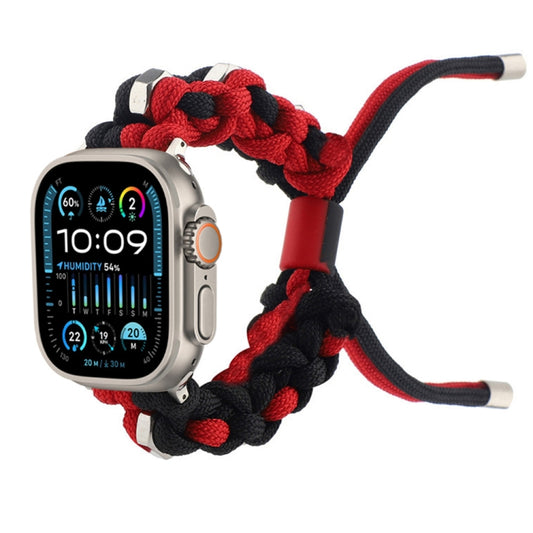 For Apple Watch Ultra 2 49mm Screw Nut Dual-Color Braided Paracord Watch Band(Black Red) - Watch Bands by PMC Jewellery | Online Shopping South Africa | PMC Jewellery | Buy Now Pay Later Mobicred