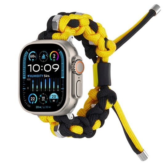 For Apple Watch Ultra 49mm Screw Nut Dual-Color Braided Paracord Watch Band(Black Yellow) - Watch Bands by PMC Jewellery | Online Shopping South Africa | PMC Jewellery | Buy Now Pay Later Mobicred