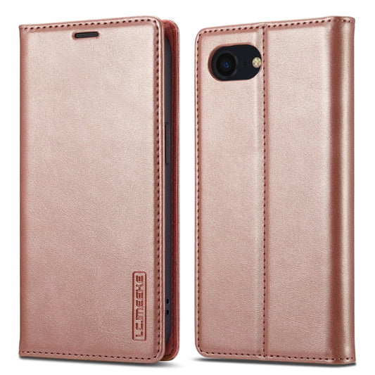 For iPhone SE 2024 LC.IMEEKE Strong Magnetic Leather Phone Case with Holder & Card Slots & Wallet(Rose Gold) - More iPhone Cases by LC.IMEEKE | Online Shopping South Africa | PMC Jewellery | Buy Now Pay Later Mobicred