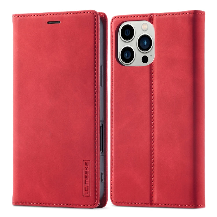 For iPhone 16 Pro LC.IMEEKE Strong Magnetism Microfiber Leather Phone Case(Red) - iPhone 16 Pro Cases by LC.IMEEKE | Online Shopping South Africa | PMC Jewellery | Buy Now Pay Later Mobicred