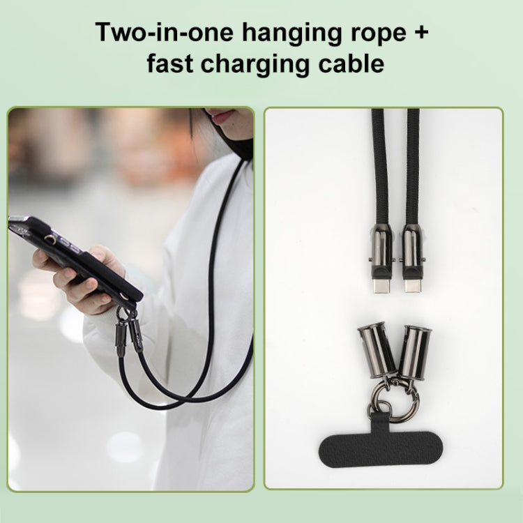 Type-C to 8 Pin Silicone Data Cable Phone Anti-lost Crossbody Lanyard, Length: 1.2m(Black) - 2 in 1 Cable by PMC Jewellery | Online Shopping South Africa | PMC Jewellery | Buy Now Pay Later Mobicred