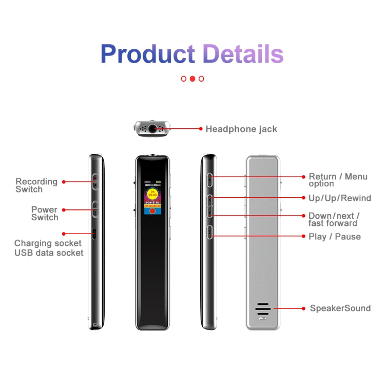 JNN Q33 HD Color Screen Stick Shape Portable Voice Recording Pen, Memory:8GB(Black) - Recording Pen by JNN | Online Shopping South Africa | PMC Jewellery | Buy Now Pay Later Mobicred