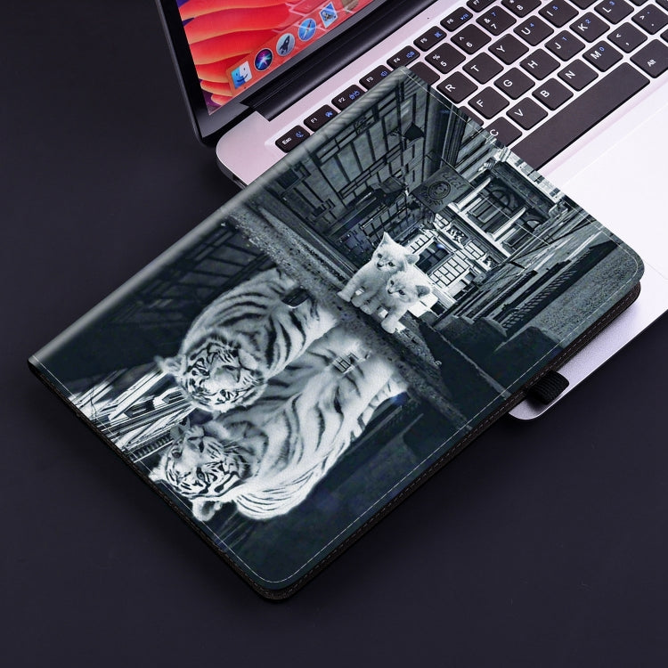 For Samsung Galaxy Tab S9 / S9 FE Crystal Texture Painted Leather Tablet Case(Cat Reflection Tiger) - Galaxy Tab S9 Cases by PMC Jewellery | Online Shopping South Africa | PMC Jewellery | Buy Now Pay Later Mobicred