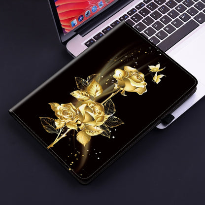 For Samsung Galaxy Tab S9+ / S9 FE+ Crystal Texture Painted Leather Tablet Case(Gold Butterfly Rose) - Galaxy Tab S9+ Cases by PMC Jewellery | Online Shopping South Africa | PMC Jewellery | Buy Now Pay Later Mobicred