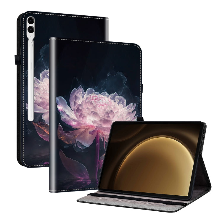 For Samsung Galaxy Tab S9+ / S9 FE+ Crystal Texture Painted Leather Tablet Case(Purple Peony) - Galaxy Tab S9+ Cases by PMC Jewellery | Online Shopping South Africa | PMC Jewellery | Buy Now Pay Later Mobicred