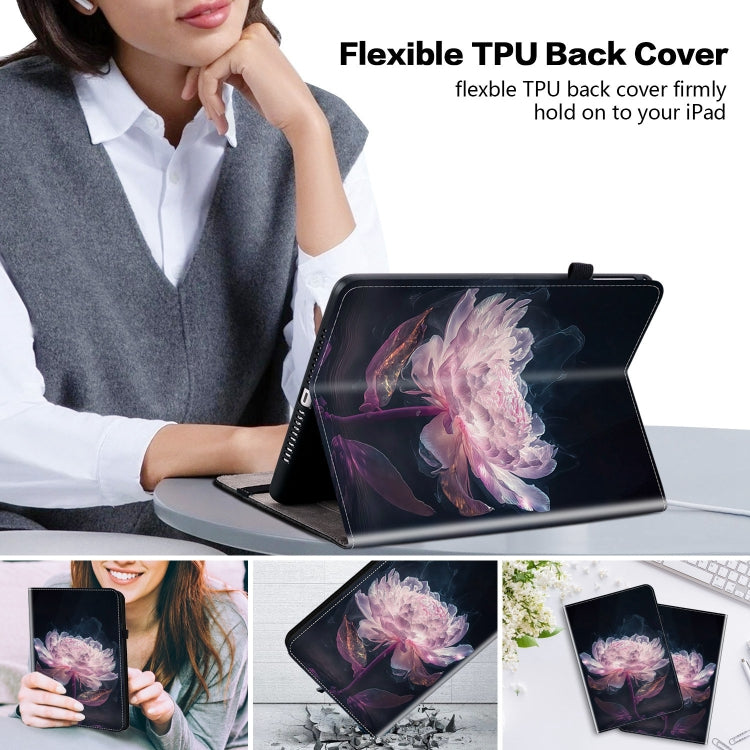 For Samsung Galaxy Tab S9+ / S9 FE+ Crystal Texture Painted Leather Tablet Case(Purple Peony) - Galaxy Tab S9+ Cases by PMC Jewellery | Online Shopping South Africa | PMC Jewellery | Buy Now Pay Later Mobicred