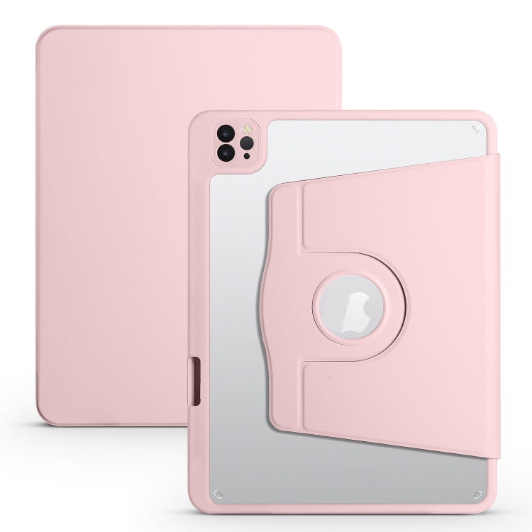 For iPad Air 11 2024 Acrylic 360 Degree Rotation Holder Leather Tablet Case(Sand Pink) - iPad Air 11 2024 Cases by PMC Jewellery | Online Shopping South Africa | PMC Jewellery | Buy Now Pay Later Mobicred
