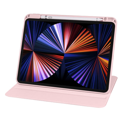 For iPad Air 11 2024 Acrylic 360 Degree Rotation Holder Leather Tablet Case(Sand Pink) - iPad Air 11 2024 Cases by PMC Jewellery | Online Shopping South Africa | PMC Jewellery | Buy Now Pay Later Mobicred