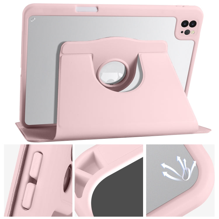 For iPad Air 11 2024 Acrylic 360 Degree Rotation Holder Leather Tablet Case(Sand Pink) - iPad Air 11 2024 Cases by PMC Jewellery | Online Shopping South Africa | PMC Jewellery | Buy Now Pay Later Mobicred