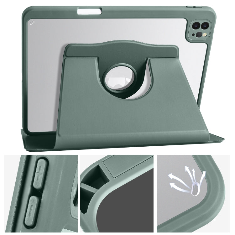 For iPad Air 11 2024 Acrylic 360 Degree Rotation Holder Leather Tablet Case(Pine Green) - iPad Air 11 2024 Cases by PMC Jewellery | Online Shopping South Africa | PMC Jewellery | Buy Now Pay Later Mobicred