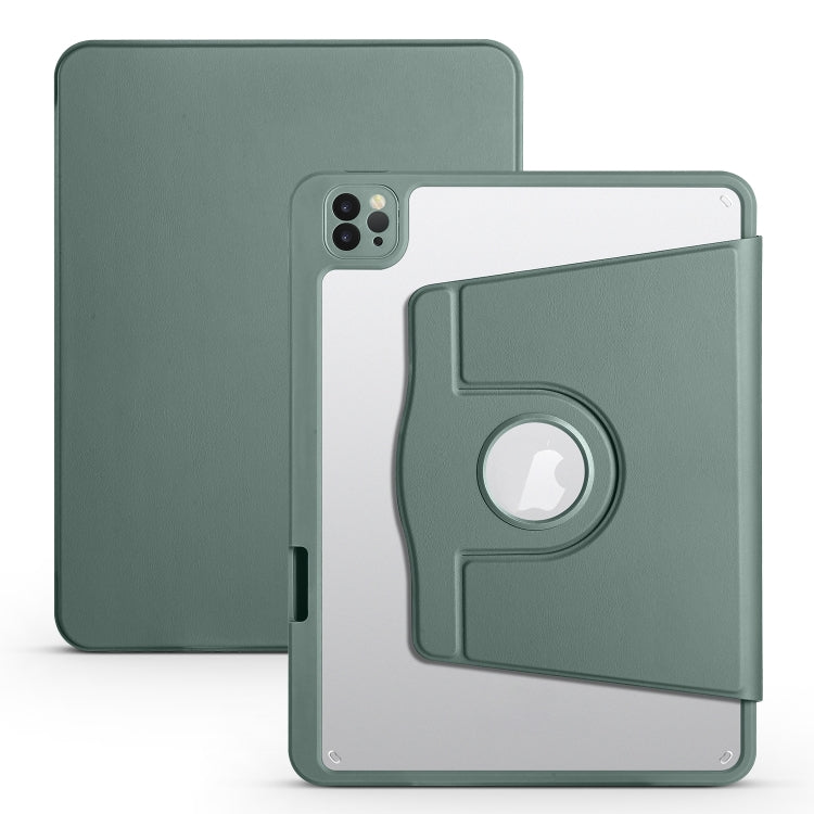 For iPad Pro 11 2024 Acrylic 360 Degree Rotation Holder Leather Tablet Case(Pine Green) - iPad Pro 11 2024 Cases by PMC Jewellery | Online Shopping South Africa | PMC Jewellery | Buy Now Pay Later Mobicred