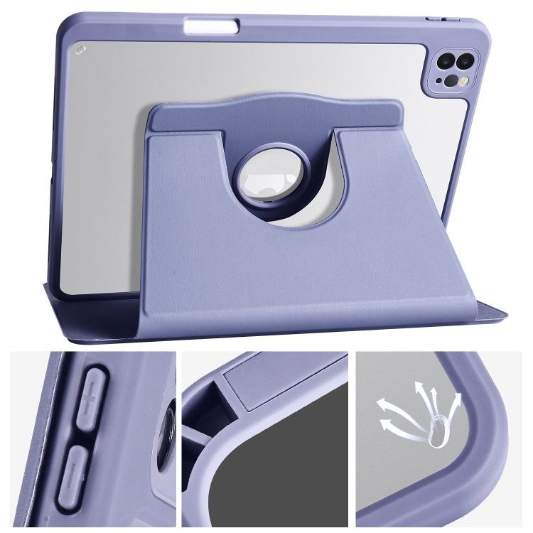 For iPad Pro 11 2024 Acrylic 360 Degree Rotation Holder Leather Tablet Case(Lavender Purple) - iPad Pro 11 2024 Cases by PMC Jewellery | Online Shopping South Africa | PMC Jewellery | Buy Now Pay Later Mobicred