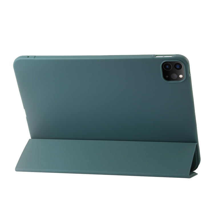 For iPad Pro 13 2024 Three-fold Holder Flip Tablet Leather Case(Dark Green) - iPad Pro 13 2024 Cases by PMC Jewellery | Online Shopping South Africa | PMC Jewellery | Buy Now Pay Later Mobicred