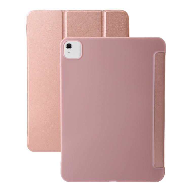 For iPad Air 11 2024 Three-fold Holder Flip Tablet Leather Case(Rose Gold) - iPad Air 11 2024 Cases by PMC Jewellery | Online Shopping South Africa | PMC Jewellery | Buy Now Pay Later Mobicred