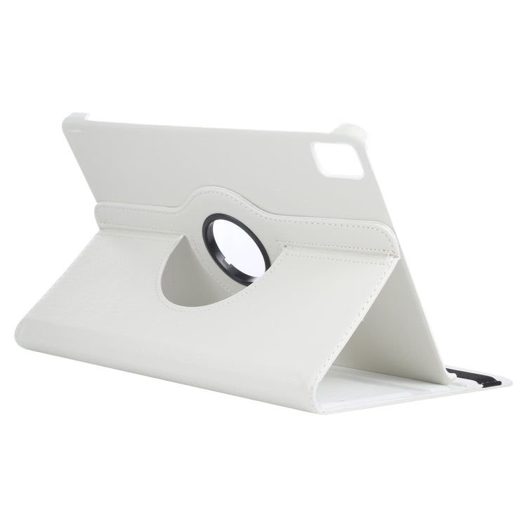 For iPad Air 13 2024 360 Degree Rotation Litchi Texture Leather Tablet Case with Holder(White) - iPad Air 13 2024 Cases by PMC Jewellery | Online Shopping South Africa | PMC Jewellery | Buy Now Pay Later Mobicred