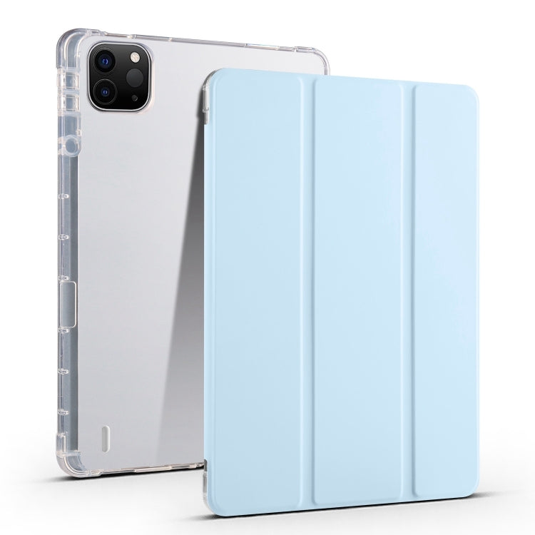 For iPad Pro 13 2024 3-fold Clear TPU Smart Leather Tablet Case with Pen Slot(Ice Blue) - iPad Pro 13 2024 Cases by PMC Jewellery | Online Shopping South Africa | PMC Jewellery | Buy Now Pay Later Mobicred