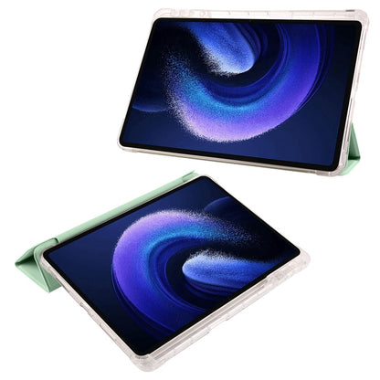 For iPad Pro 11 2024 3-fold Clear TPU Smart Leather Tablet Case with Pen Slot(Green) - iPad Pro 11 2024 Cases by PMC Jewellery | Online Shopping South Africa | PMC Jewellery | Buy Now Pay Later Mobicred