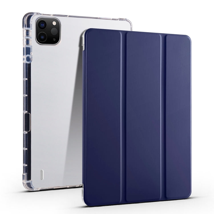 For iPad Pro 11 2024 3-fold Clear TPU Smart Leather Tablet Case with Pen Slot(Dark Blue) - iPad Pro 11 2024 Cases by PMC Jewellery | Online Shopping South Africa | PMC Jewellery | Buy Now Pay Later Mobicred