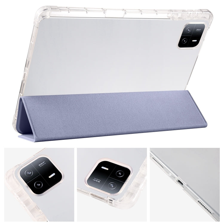 For iPad Pro 11 2024 3-fold Clear TPU Smart Leather Tablet Case with Pen Slot(Lavender Purple) - iPad Pro 11 2024 Cases by PMC Jewellery | Online Shopping South Africa | PMC Jewellery | Buy Now Pay Later Mobicred