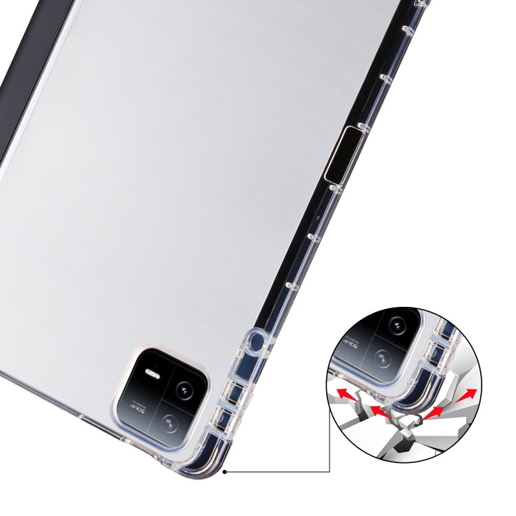 For iPad Air 11 2024 3-fold Clear TPU Smart Leather Tablet Case with Pen Slot(Black) - iPad Air 11 2024 Cases by PMC Jewellery | Online Shopping South Africa | PMC Jewellery | Buy Now Pay Later Mobicred