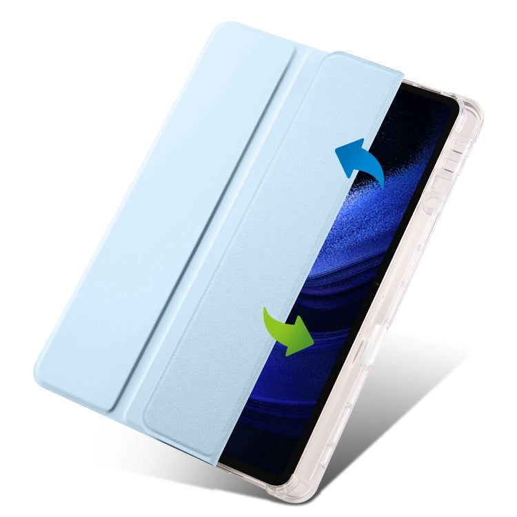 For iPad Air 13 2024 3-fold Clear TPU Smart Leather Tablet Case with Pen Slot(Ice Blue) - iPad Air 13 2024 Cases by PMC Jewellery | Online Shopping South Africa | PMC Jewellery | Buy Now Pay Later Mobicred