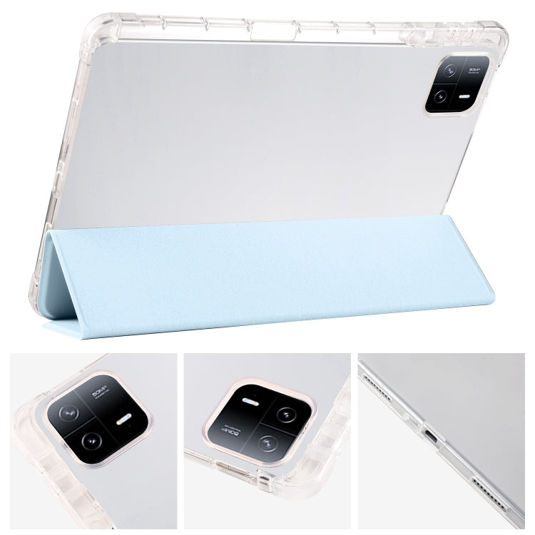 For iPad Air 13 2024 3-fold Clear TPU Smart Leather Tablet Case with Pen Slot(Ice Blue) - iPad Air 13 2024 Cases by PMC Jewellery | Online Shopping South Africa | PMC Jewellery | Buy Now Pay Later Mobicred