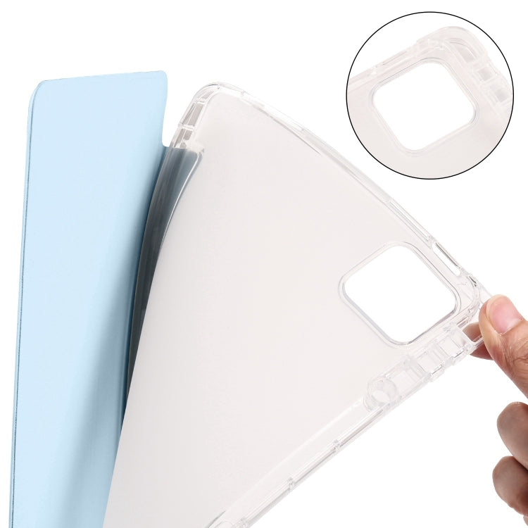 For iPad Air 13 2024 3-fold Clear TPU Smart Leather Tablet Case with Pen Slot(Ice Blue) - iPad Air 13 2024 Cases by PMC Jewellery | Online Shopping South Africa | PMC Jewellery | Buy Now Pay Later Mobicred