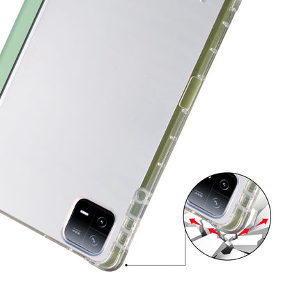 For iPad Air 13 2024 3-fold Clear TPU Smart Leather Tablet Case with Pen Slot(Green) - iPad Air 13 2024 Cases by PMC Jewellery | Online Shopping South Africa | PMC Jewellery | Buy Now Pay Later Mobicred