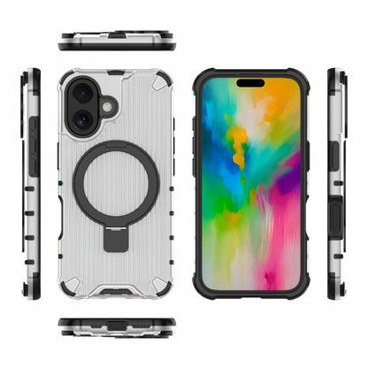 For iPhone 16 Grating Holder Shockproof Phone Case(Transparent) - iPhone 16 Cases by PMC Jewellery | Online Shopping South Africa | PMC Jewellery | Buy Now Pay Later Mobicred