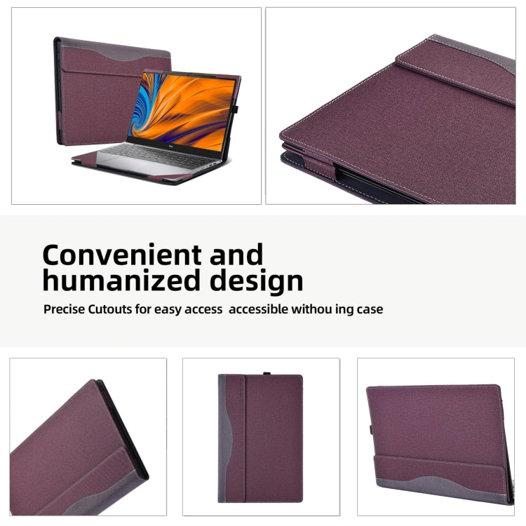 For HP Spectre X360 14 inch 14-eu / 14t-eu Leather Laptop Shockproof Protective Case(Wine Red) - Screen & Keyboard Cover by PMC Jewellery | Online Shopping South Africa | PMC Jewellery | Buy Now Pay Later Mobicred