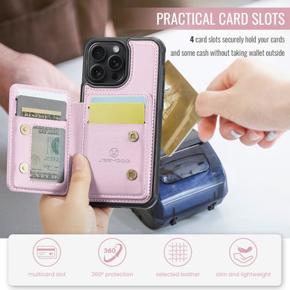 For iPhone 15 Pro JEEHOOD J05 Business Magnetic Style RFID Leather Phone Case(Pink) - iPhone 15 Pro Cases by JEEHOOD | Online Shopping South Africa | PMC Jewellery | Buy Now Pay Later Mobicred