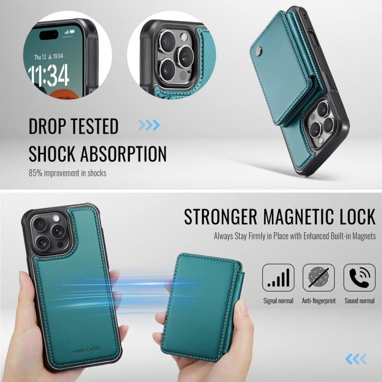 For iPhone 16 Pro Max JEEHOOD J05 Business Magnetic Style RFID Leather Phone Case(Blue Green) - iPhone 16 Pro Max Cases by JEEHOOD | Online Shopping South Africa | PMC Jewellery | Buy Now Pay Later Mobicred