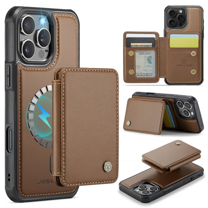 For iPhone 16 Pro Max JEEHOOD J05 Business Magnetic Style RFID Leather Phone Case(Brown) - iPhone 16 Pro Max Cases by JEEHOOD | Online Shopping South Africa | PMC Jewellery | Buy Now Pay Later Mobicred