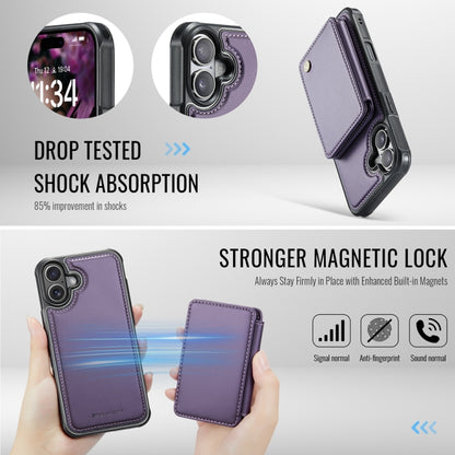 For iPhone 16 JEEHOOD J05 Business Magnetic Style RFID Leather Phone Case(Purple) - iPhone 16 Cases by JEEHOOD | Online Shopping South Africa | PMC Jewellery | Buy Now Pay Later Mobicred