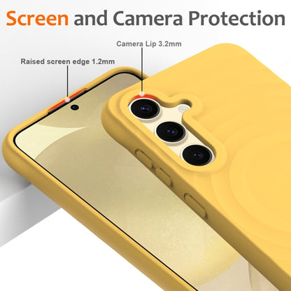 For Samsung Galaxy S25 5G Wave Texture MagSafe Magnetic Liquid Silicone Phone Case(Yellow) - Galaxy S25 5G Cases by PMC Jewellery | Online Shopping South Africa | PMC Jewellery | Buy Now Pay Later Mobicred