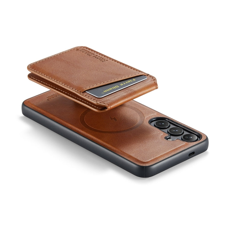 For Samsung Galaxy S24+ 5G Fierre Shann Oil Wax Cow Leather Magnetic Card Holder Phone Case(Brown) - Galaxy S24+ 5G Cases by FIERRE SHANN | Online Shopping South Africa | PMC Jewellery | Buy Now Pay Later Mobicred