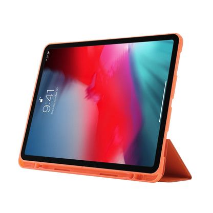 For iPad Pro 11 2024 Skin Feel Tri-fold Leather Tablet Case with Pen Slot(Orange) - iPad Pro 11 2024 Cases by PMC Jewellery | Online Shopping South Africa | PMC Jewellery | Buy Now Pay Later Mobicred