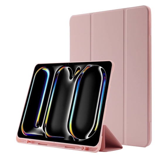 For iPad Pro 13 2024 Skin Feel Tri-fold Leather Tablet Case with Pen Slot(Pink) - iPad Pro 13 2024 Cases by PMC Jewellery | Online Shopping South Africa | PMC Jewellery | Buy Now Pay Later Mobicred