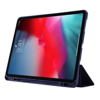 For iPad Pro 13 2024 Skin Feel Tri-fold Leather Tablet Case with Pen Slot(Dark Blue) - iPad Pro 13 2024 Cases by PMC Jewellery | Online Shopping South Africa | PMC Jewellery | Buy Now Pay Later Mobicred