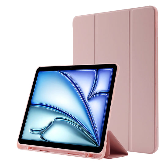 For iPad Air 11 2024 Skin Feel Tri-fold Leather Tablet Case with Pen Slot(Pink) - iPad Air 11 2024 Cases by PMC Jewellery | Online Shopping South Africa | PMC Jewellery | Buy Now Pay Later Mobicred