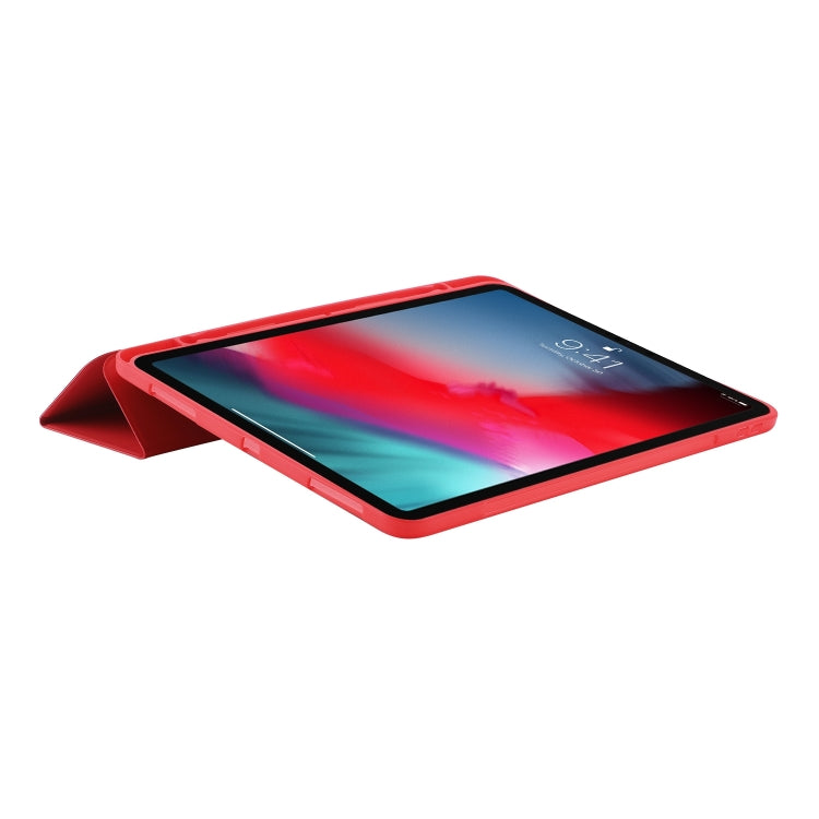 For iPad Air 11 2024 Skin Feel Tri-fold Leather Tablet Case with Pen Slot(Red) - iPad Air 11 2024 Cases by PMC Jewellery | Online Shopping South Africa | PMC Jewellery | Buy Now Pay Later Mobicred