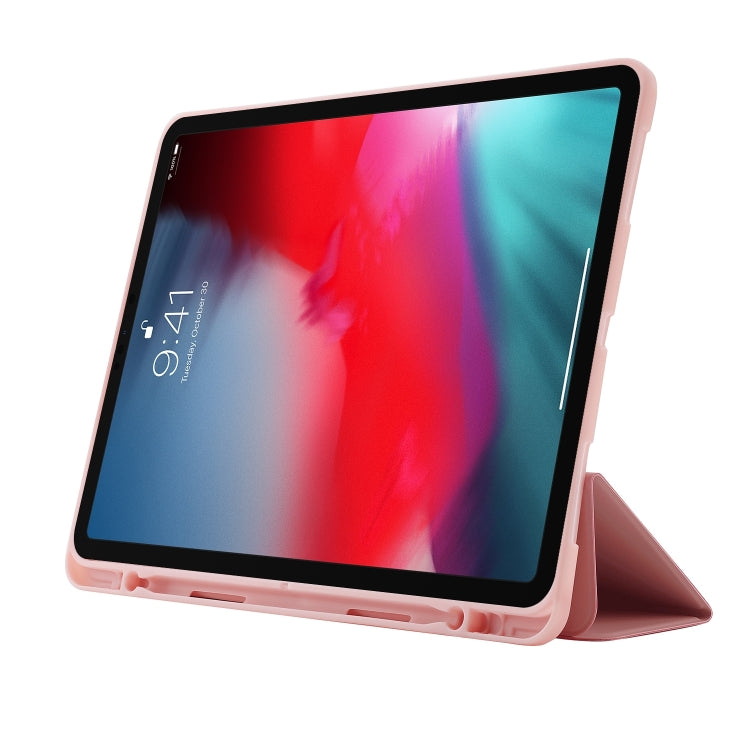 For iPad Air 13 2024 Skin Feel Tri-fold Leather Tablet Case with Pen Slot(Pink) - iPad Air 13 2024 Cases by PMC Jewellery | Online Shopping South Africa | PMC Jewellery | Buy Now Pay Later Mobicred