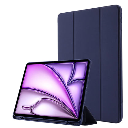 For iPad Air 13 2024 Skin Feel Tri-fold Leather Tablet Case with Pen Slot(Dark Blue) - iPad Air 13 2024 Cases by PMC Jewellery | Online Shopping South Africa | PMC Jewellery | Buy Now Pay Later Mobicred