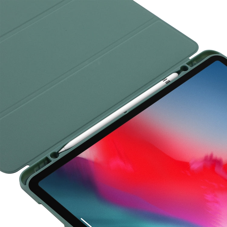 For iPad Pro 11 2024 Skin Feel Tri-fold Leather Tablet Case with Pen Slot(Dark Green) - iPad Pro 11 2024 Cases by PMC Jewellery | Online Shopping South Africa | PMC Jewellery | Buy Now Pay Later Mobicred