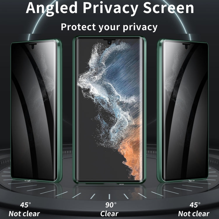 For Samsung Galaxy S24 Ultra 5G MagSafe Magnetic Privacy Frosted Tempered Glass Holder Phone Case(Green) - Galaxy S24 Ultra 5G Cases by PMC Jewellery | Online Shopping South Africa | PMC Jewellery | Buy Now Pay Later Mobicred