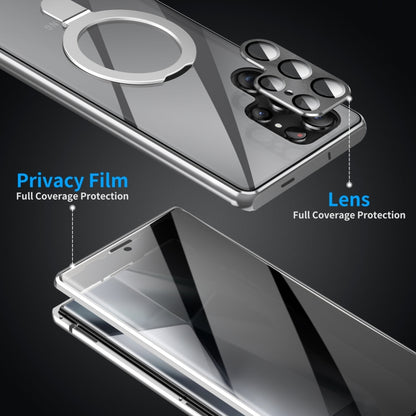 For Samsung Galaxy S24 Ultra 5G MagSafe Magnetic Privacy Frosted Tempered Glass Holder Phone Case(Silver) - Galaxy S24 Ultra 5G Cases by PMC Jewellery | Online Shopping South Africa | PMC Jewellery | Buy Now Pay Later Mobicred