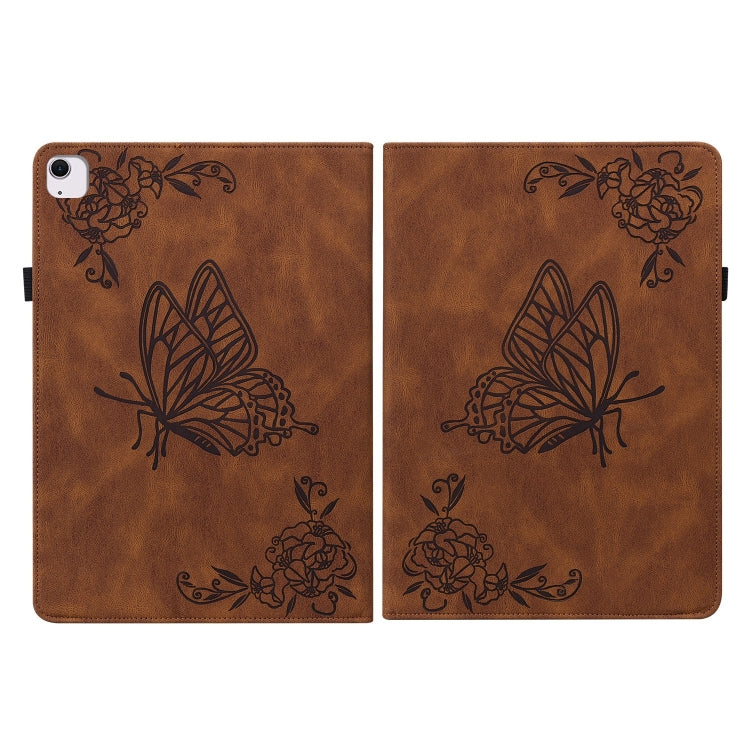 For iPad Air 11 2024 Butterfly Flower Embossed Leather Tablet Case(Brown) - iPad Air 11 2024 Cases by PMC Jewellery | Online Shopping South Africa | PMC Jewellery | Buy Now Pay Later Mobicred