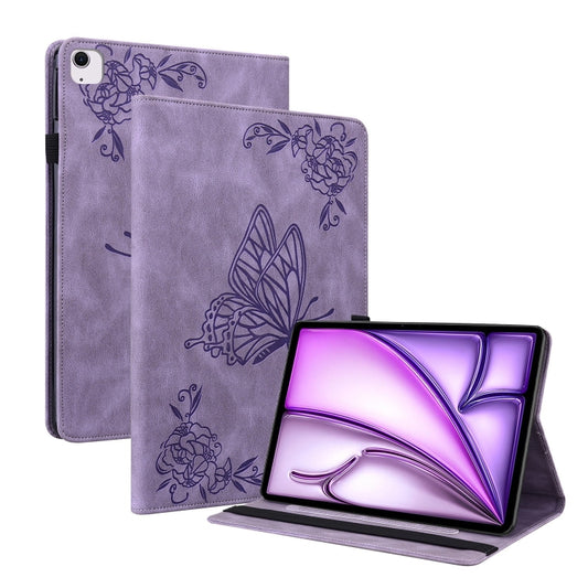 For iPad Air 11 2024 Butterfly Flower Embossed Leather Tablet Case(Purple) - iPad Air 11 2024 Cases by PMC Jewellery | Online Shopping South Africa | PMC Jewellery | Buy Now Pay Later Mobicred