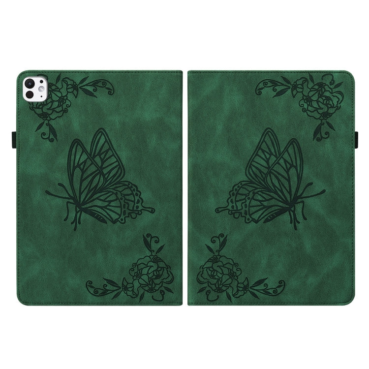 For iPad Pro 11 2024 Butterfly Flower Embossed Leather Tablet Case(Green) - iPad Pro 11 2024 Cases by PMC Jewellery | Online Shopping South Africa | PMC Jewellery | Buy Now Pay Later Mobicred