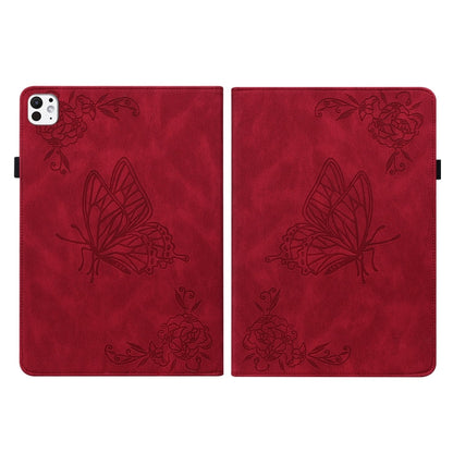 For iPad Pro 11 2024 Butterfly Flower Embossed Leather Tablet Case(Red) - iPad Pro 11 2024 Cases by PMC Jewellery | Online Shopping South Africa | PMC Jewellery | Buy Now Pay Later Mobicred